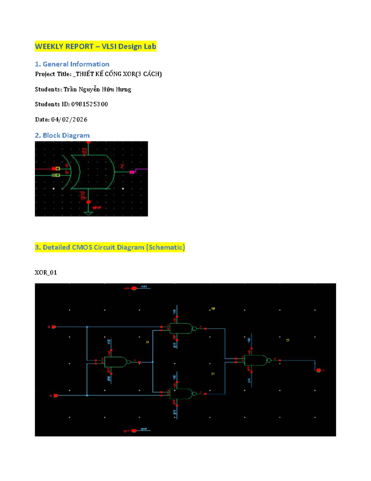 VLSI Design Lab Report: XOR Gate Design & Analysis - Studocu