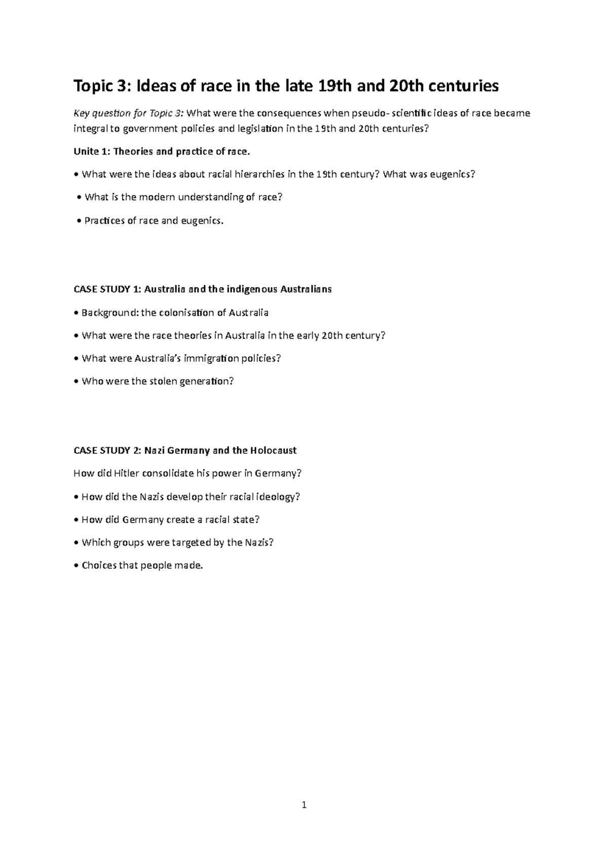 Nazi Policies and Eugenics: The Extent of Their Influence (Grade 11 ...
