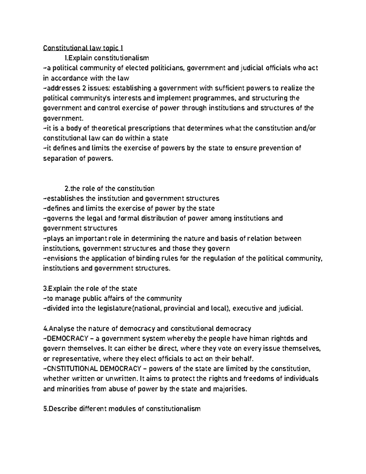 Constitutional Law Notes Topic 1: Key Concepts and Analysis - Studocu