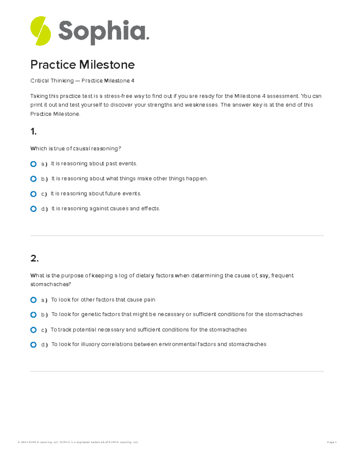 Phil1005 - Unit 4 Critical Thinking Practice Milestone Answers - Studocu