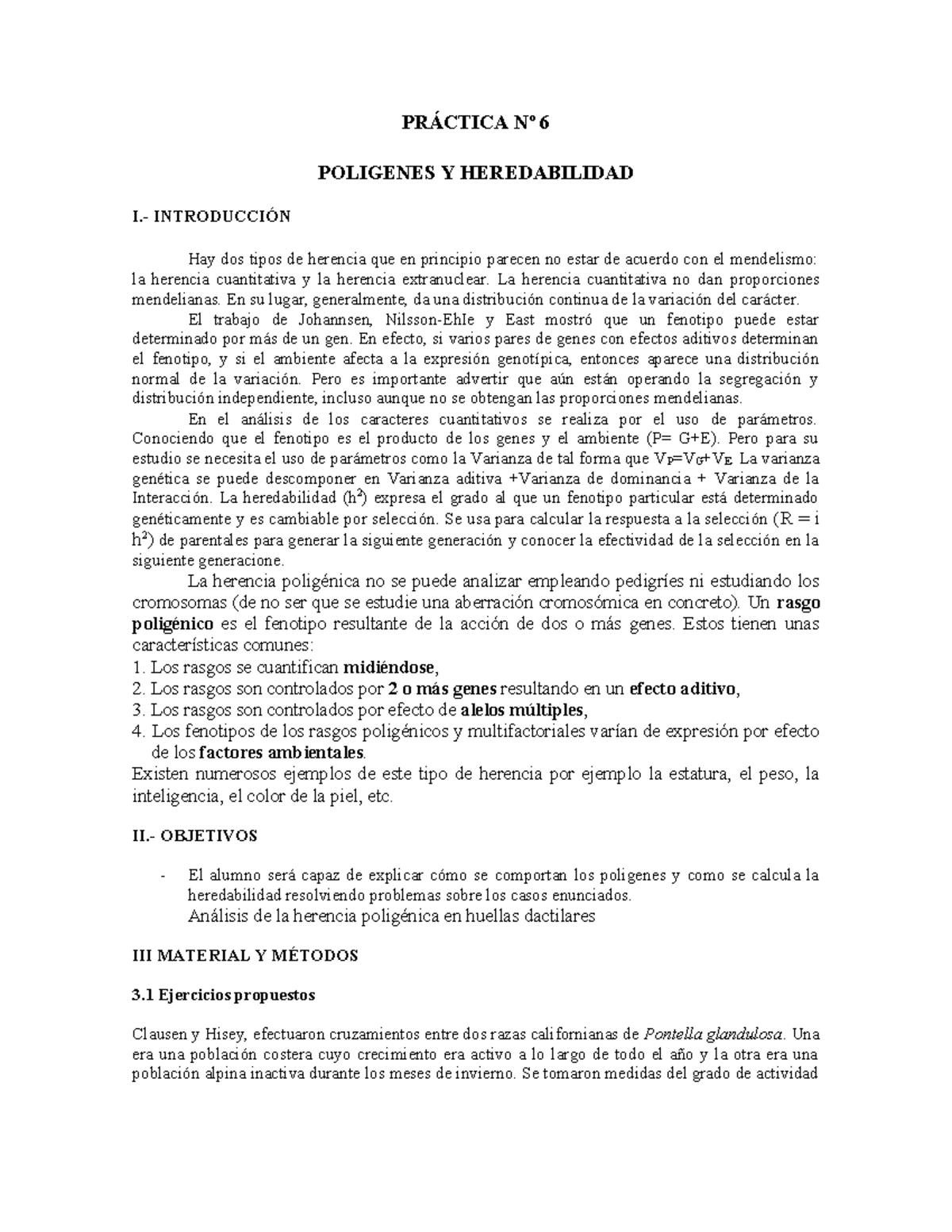 Práctica 6: Poligenes y Heredabilidad en la Herencia Cuantitativa - Studocu