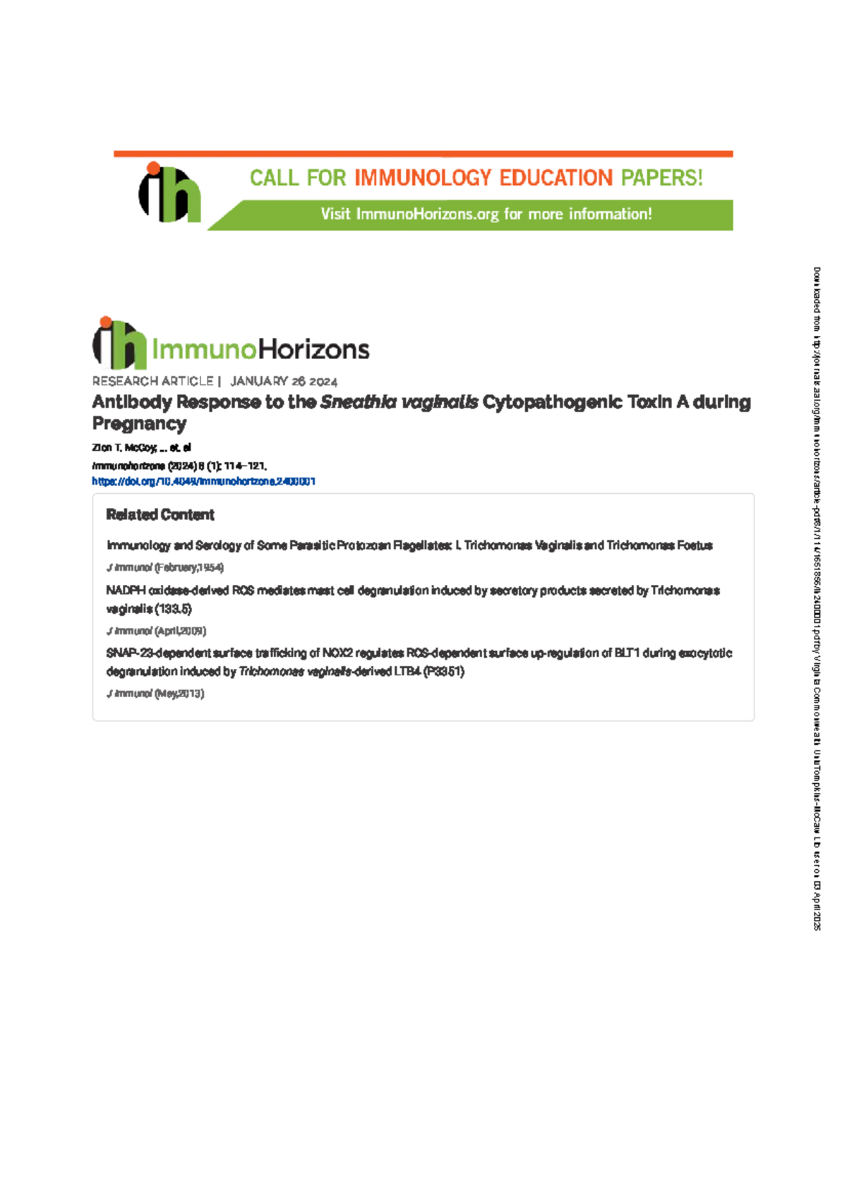 Antibody Response to Sneathia vaginalis Cytopathogenic Toxin A: A Study ...