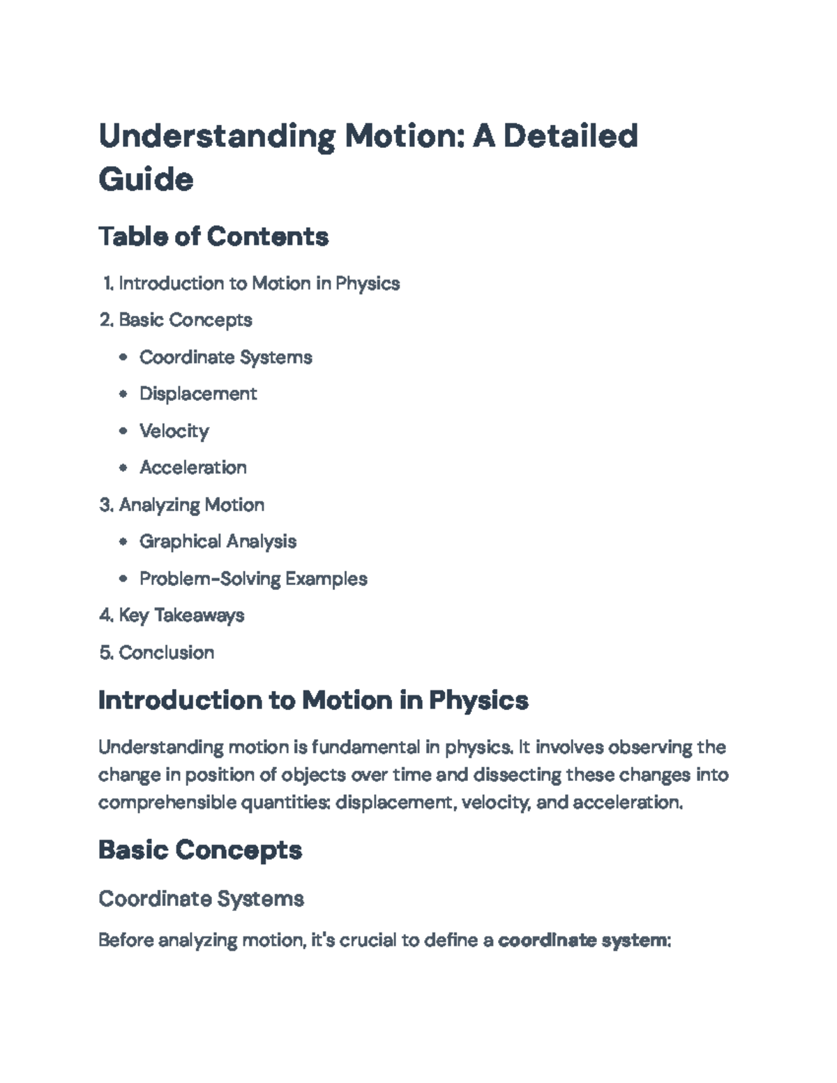 Understanding Motion in Physics: Concepts, Analysis, and Applications ...
