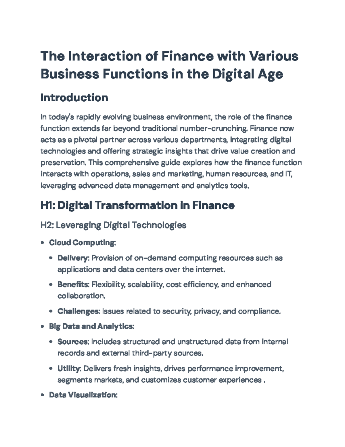 Digital Transformation of Finance: Integrating Business Functions ...