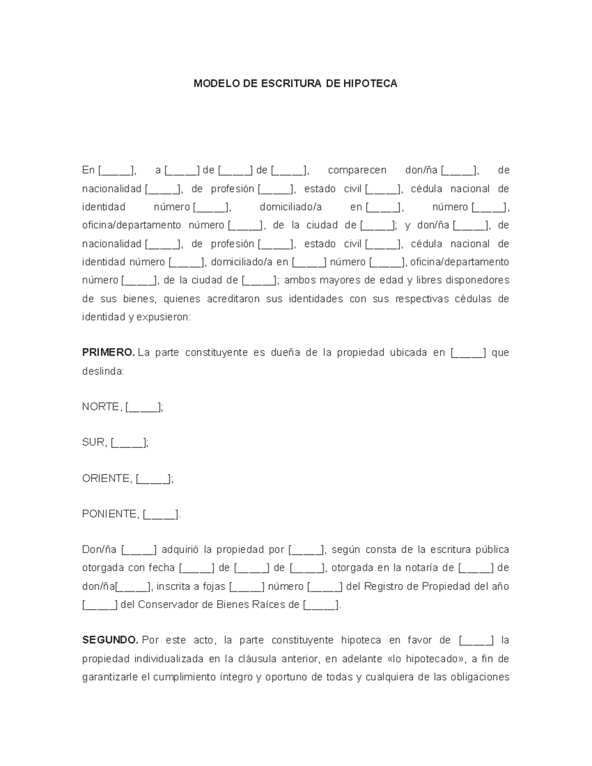 Modelo De Escritura De Hipoteca Ejemplo Formal Y Legal Studocu