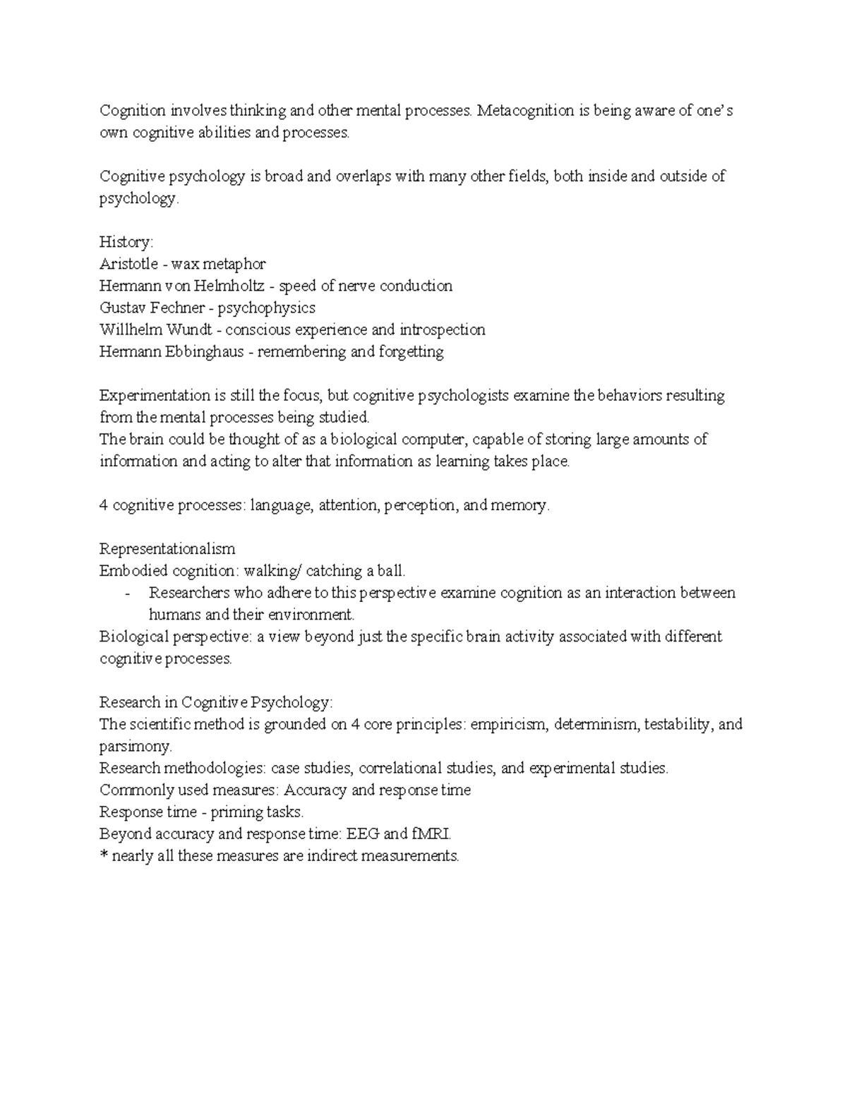 Cognitive Psychology CH.1: Key Concepts and Historical Perspectives ...