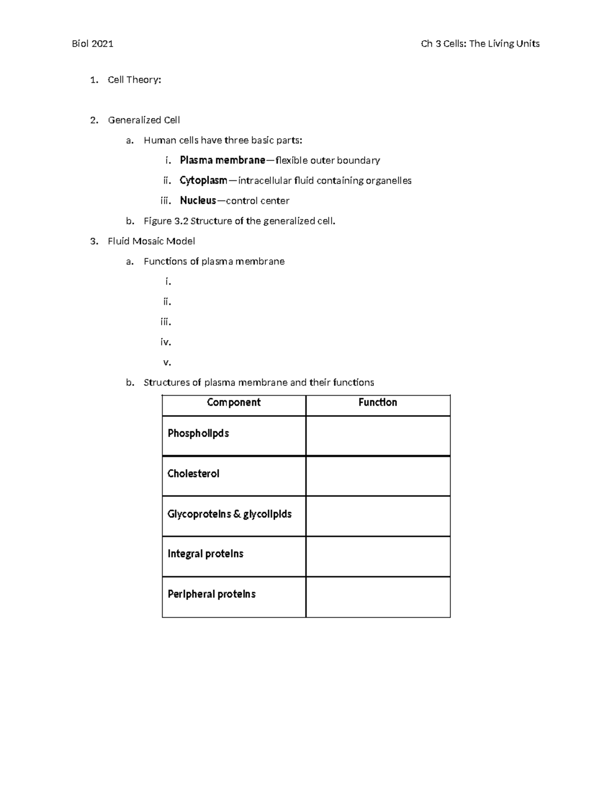 Biol 2021 Final Exam Study Guide: Chapter 3 - Cells: The Living Units ...
