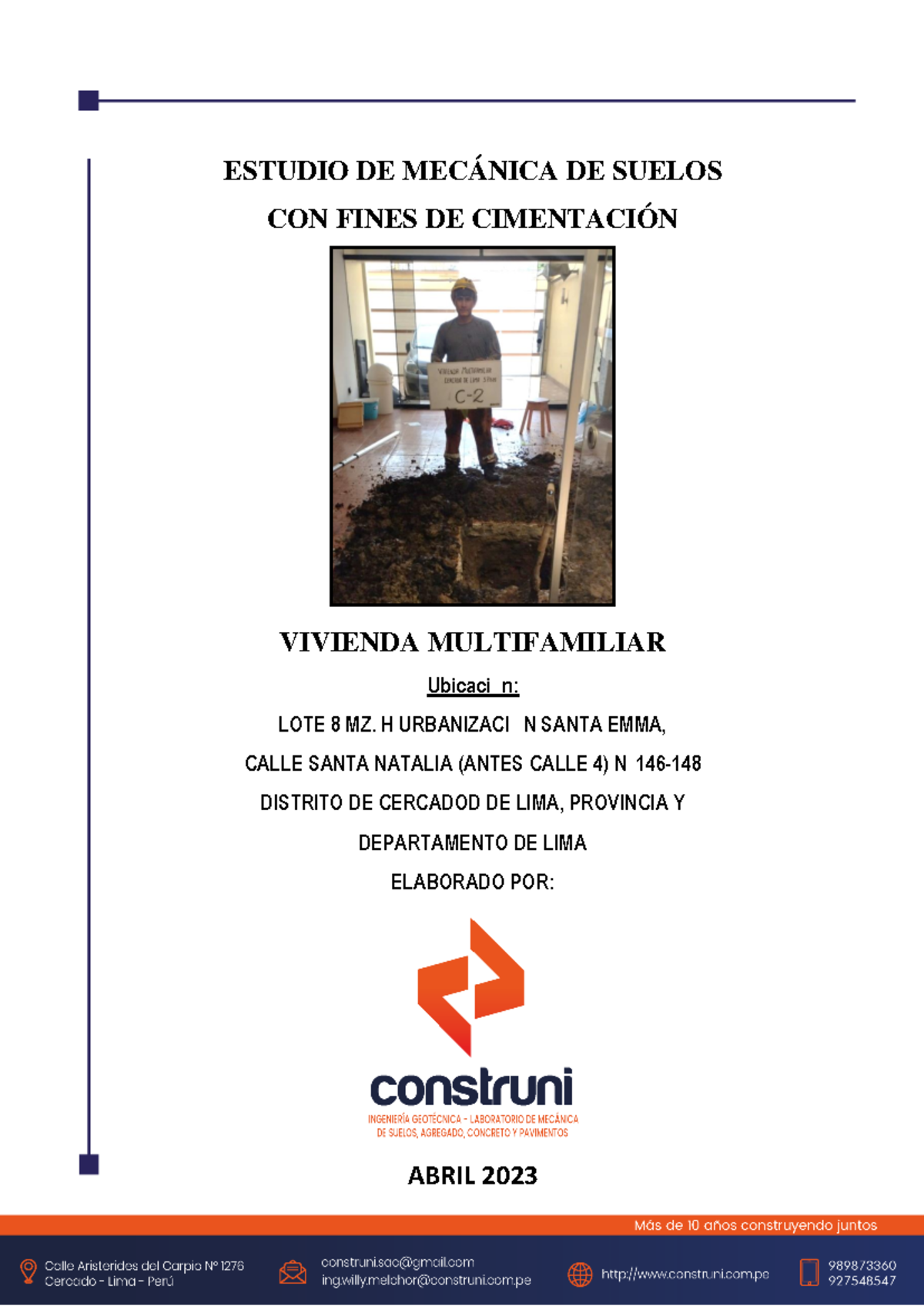 Estudio de Mecánica de Suelos para Vivienda Multifamiliar EMS-Cercado de Lima - Document Preview