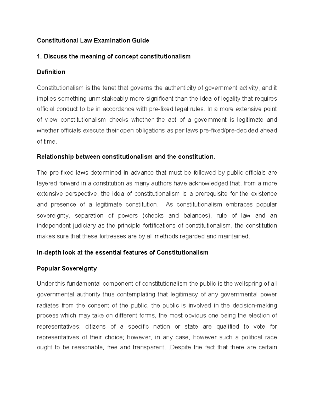 Constitutional Law 101: Key Concepts & Examination Insights - Studocu