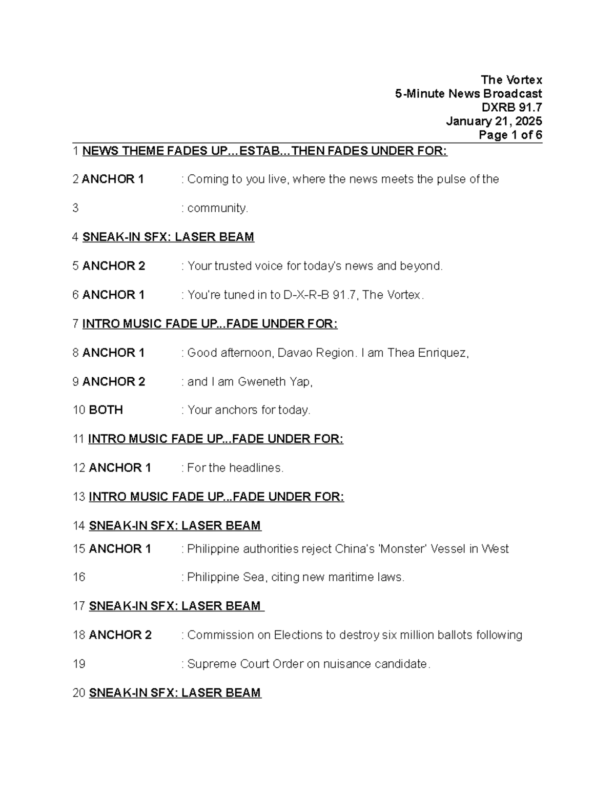 Thevortex 4 - This material is a sample script for radio broadcasting ...