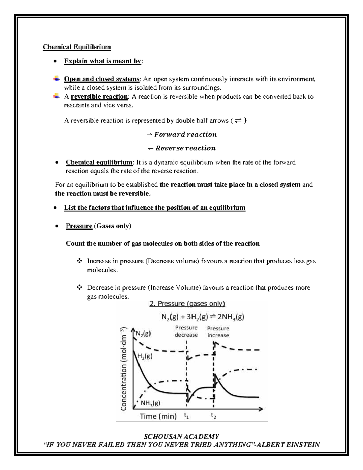 Chemical Equilibrium Notes (CHEM 101) - Open & Closed Systems Explained ...