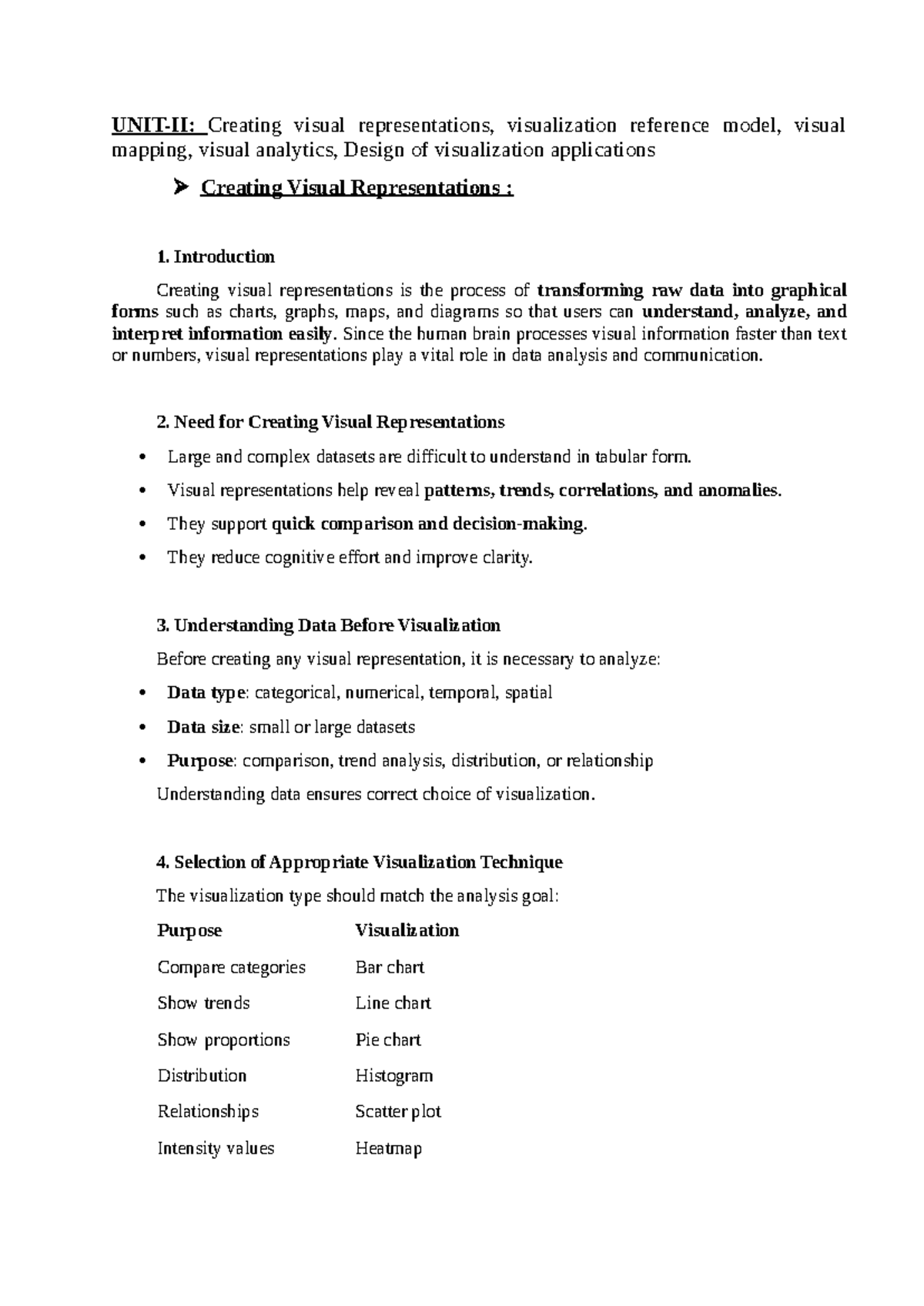 Unit-2 DV: Exam Prep on Visual Representation Techniques - Studocu
