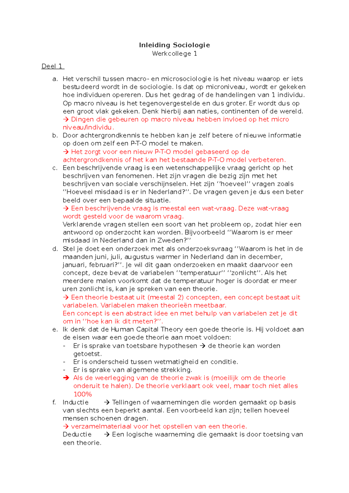 Inleiding Sociologie WC1: Macro- vs. Microsociologie & Probleemstelling ...