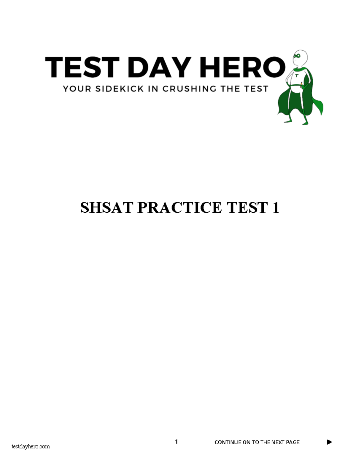 TDH SHSAT Practice Test #1: Comprehensive Review and Analysis - Studocu