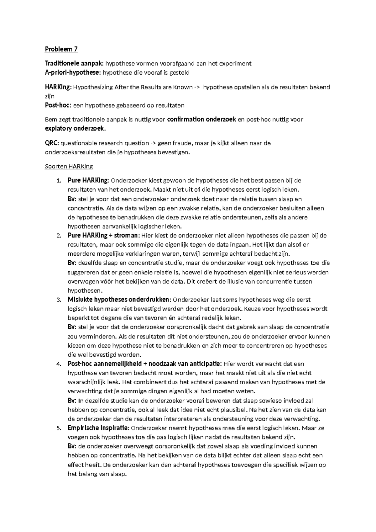 Probleem 7: HARKing en Onderzoeksmethoden in de Cognitieve ...