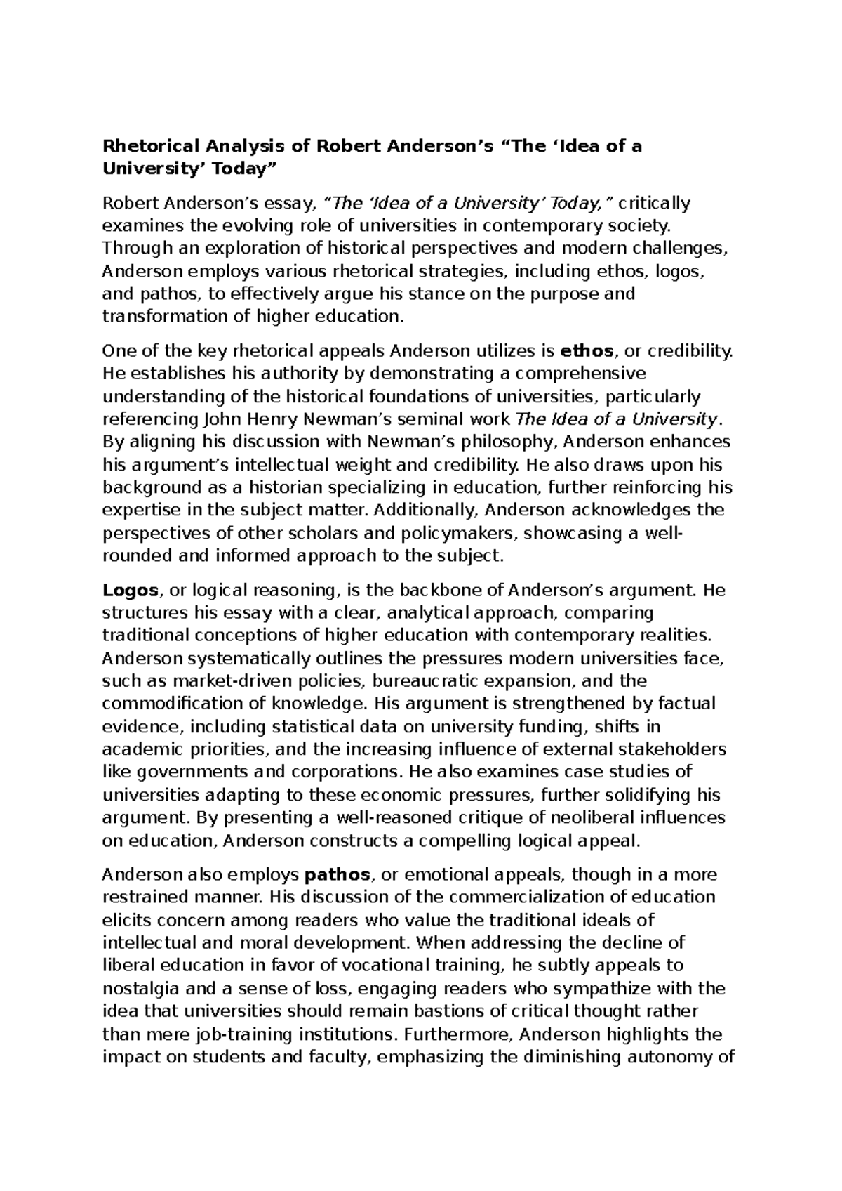 Rhetorical Soap Analysis - Rhetorical Analysis of Robert Anderson’s ...