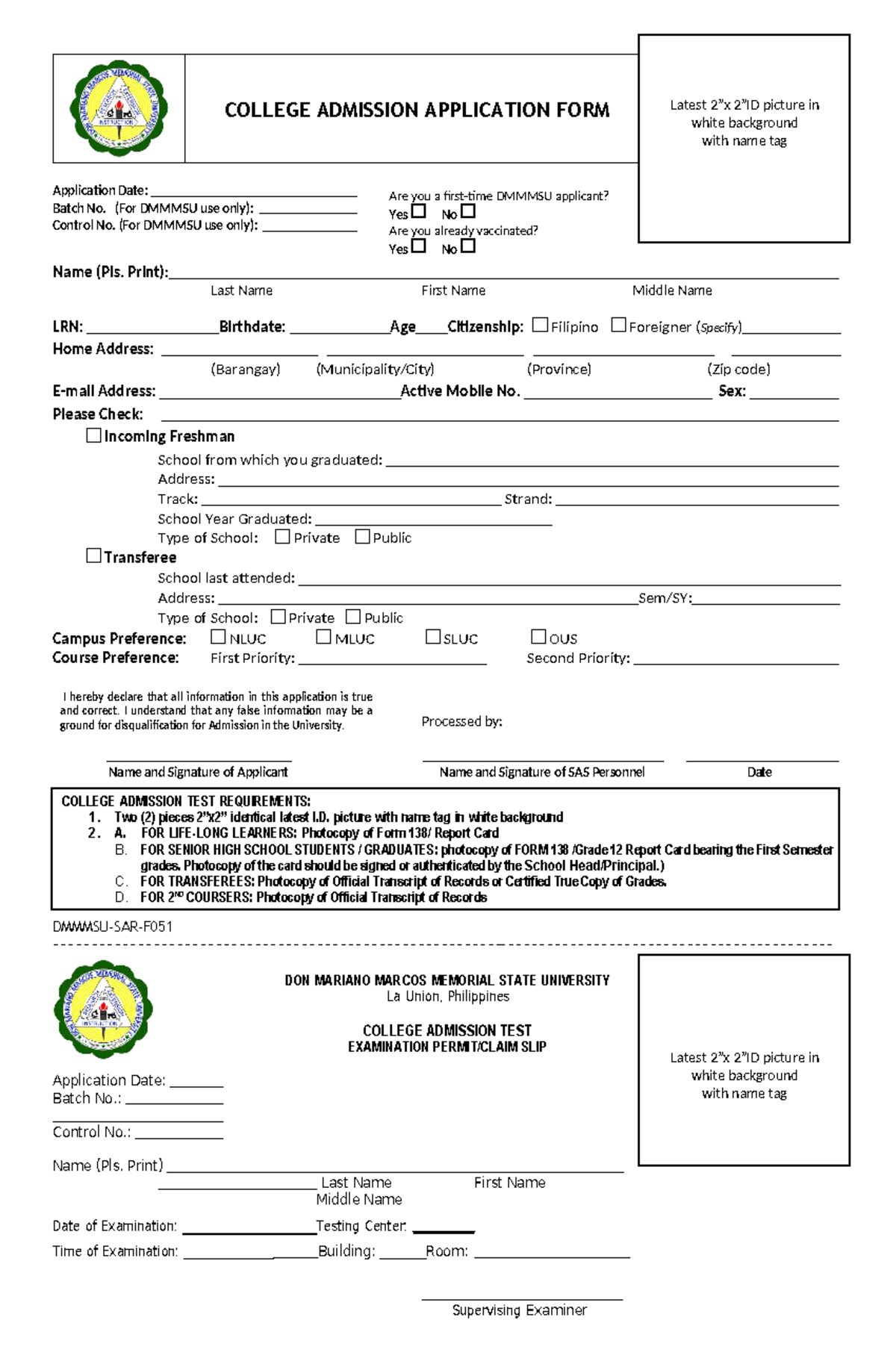 Inbound 275186936400217203 - COLLEGE ADMISSION TEST REQUIREMENTS: 1 ...