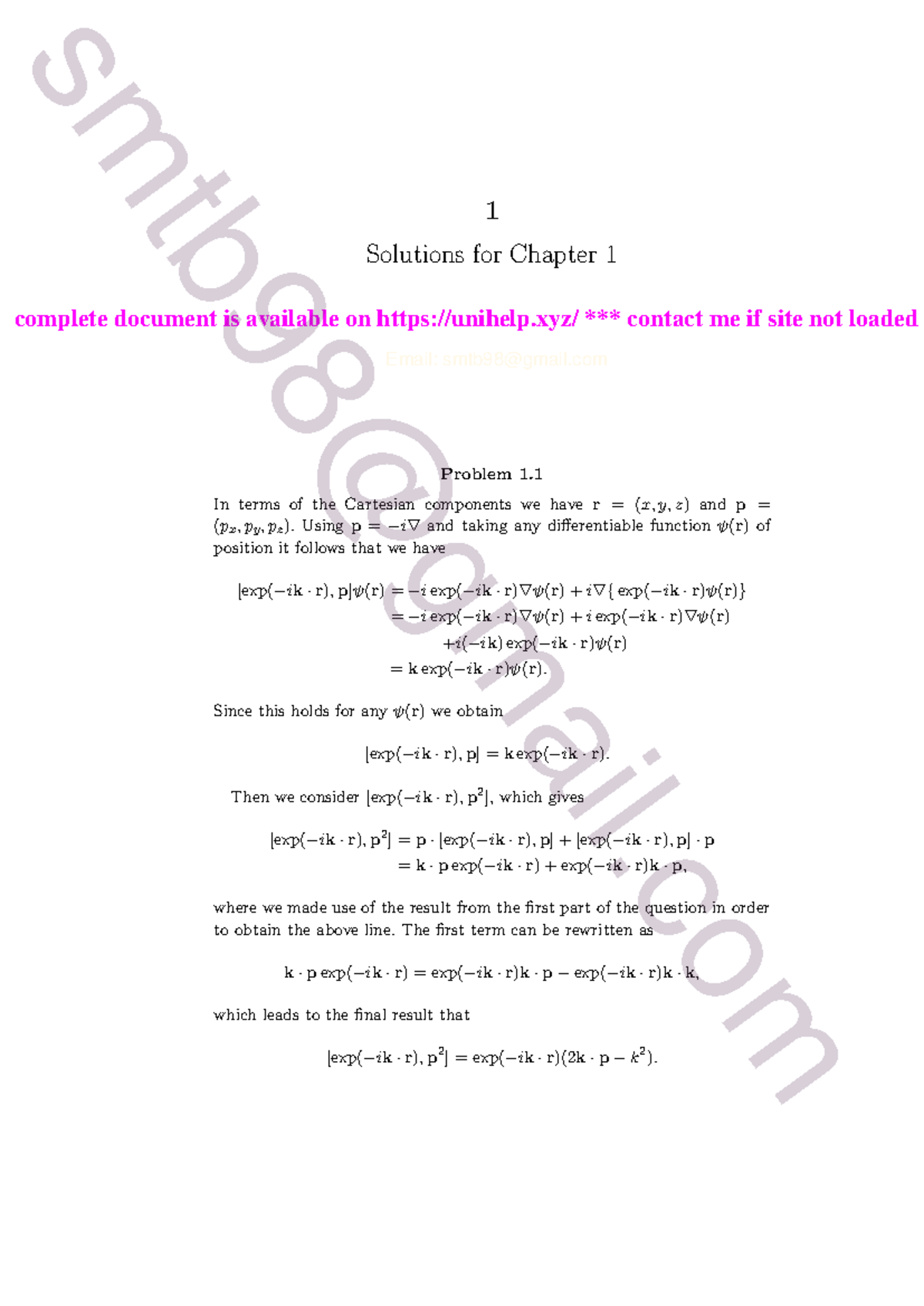 Solution Manual for Many-Body Theory of Condensed Matter - SMTB 598 ...