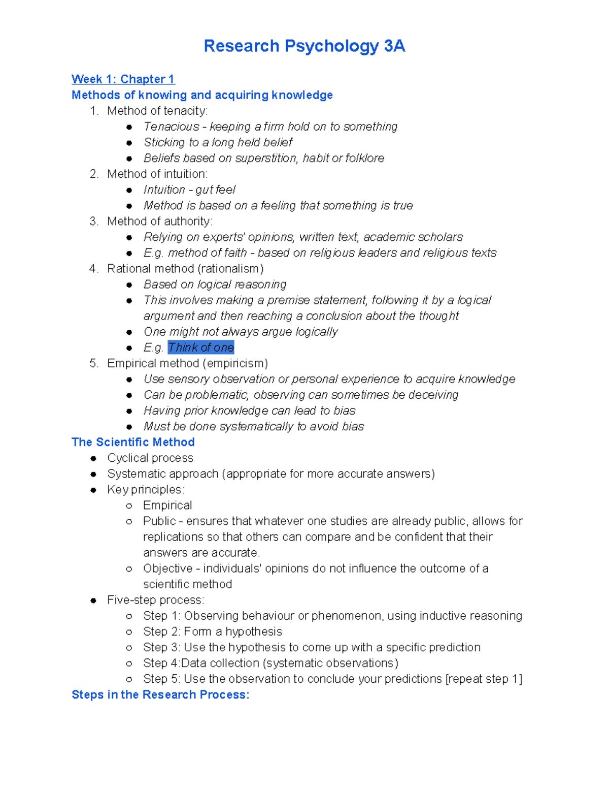 Research Psychology 3A: Chapter Insights on Knowledge Acquisition ...