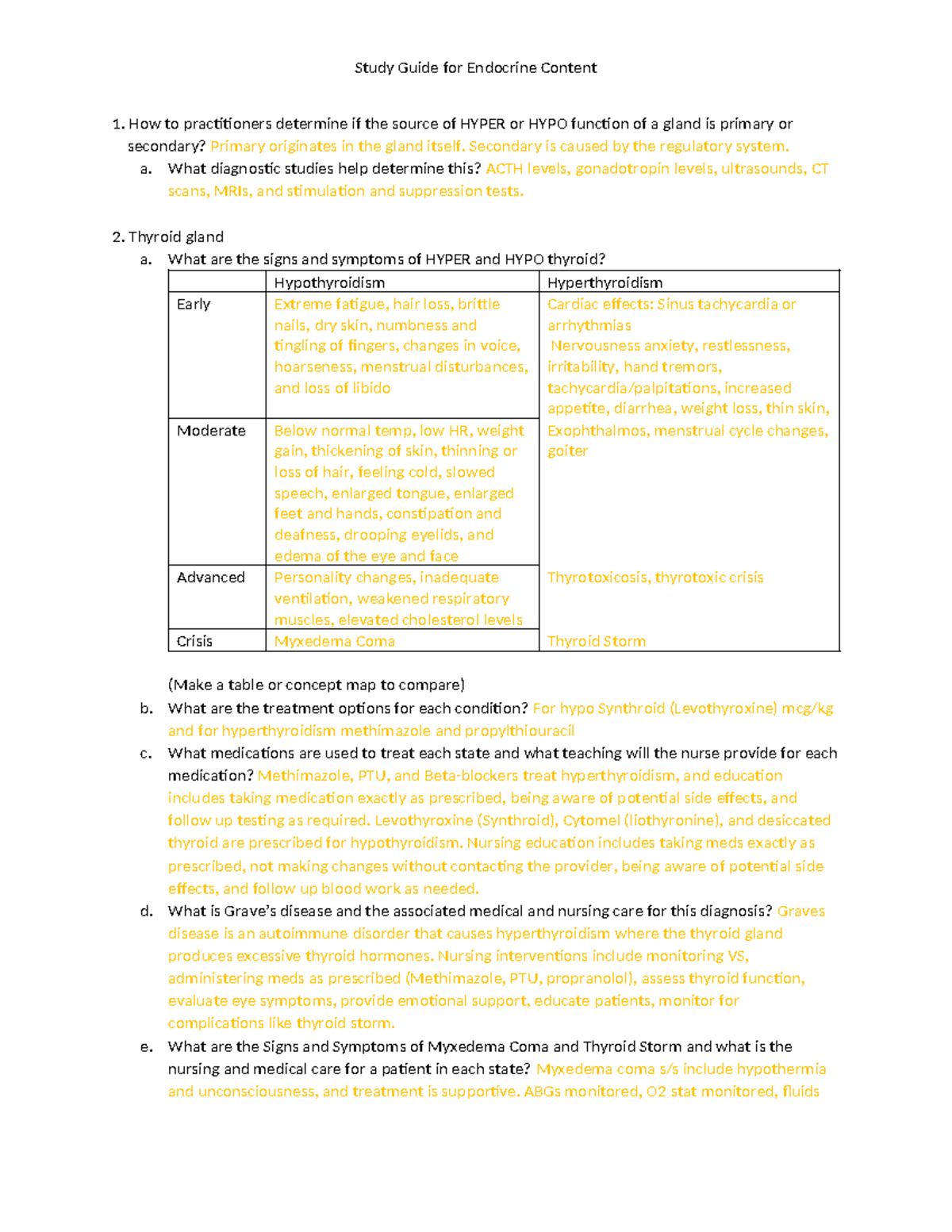 Exam 3 study guide for endocrine disorders and thyroid function - Studocu
