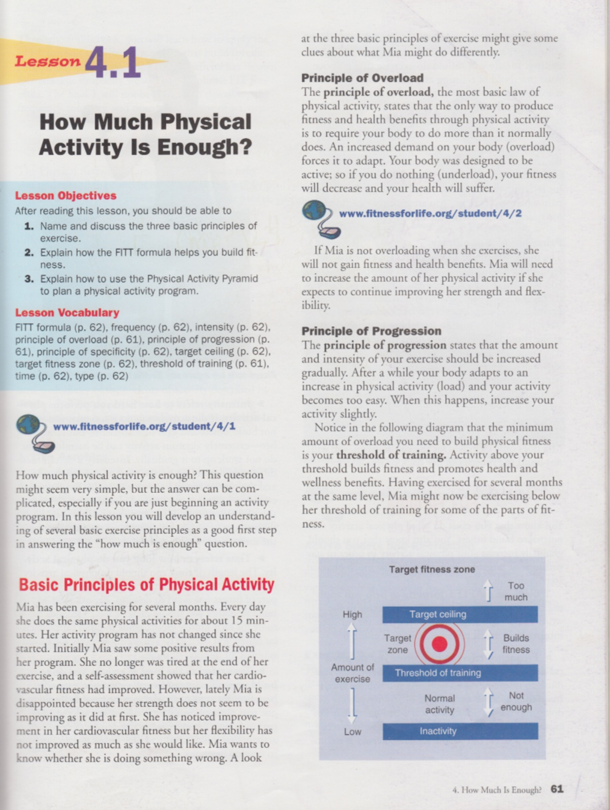 Fitness For Life - Chapter 4.1 & 4 - at the three basic principles of ...