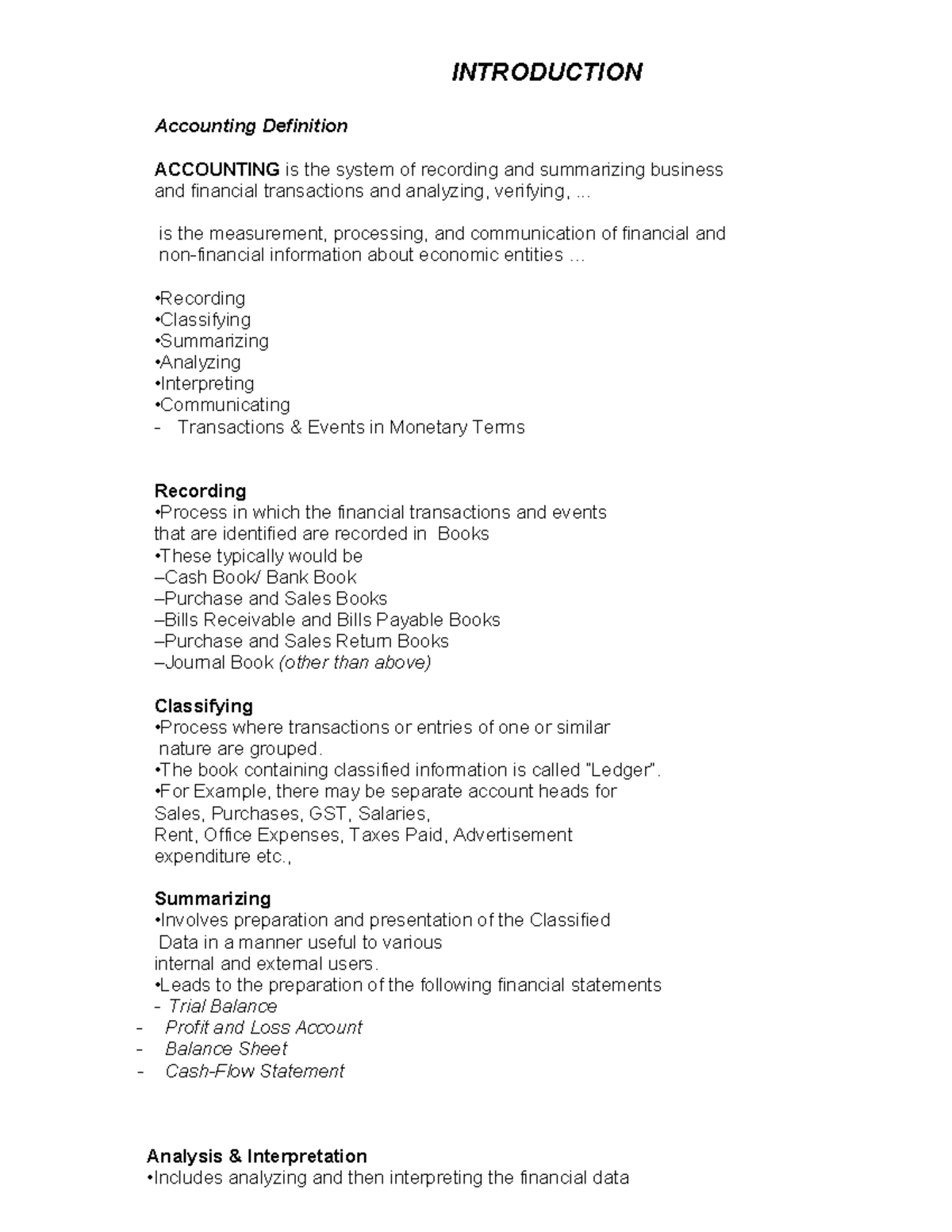 ACCT 101: Introduction to Accounting Principles and Practices - Studocu
