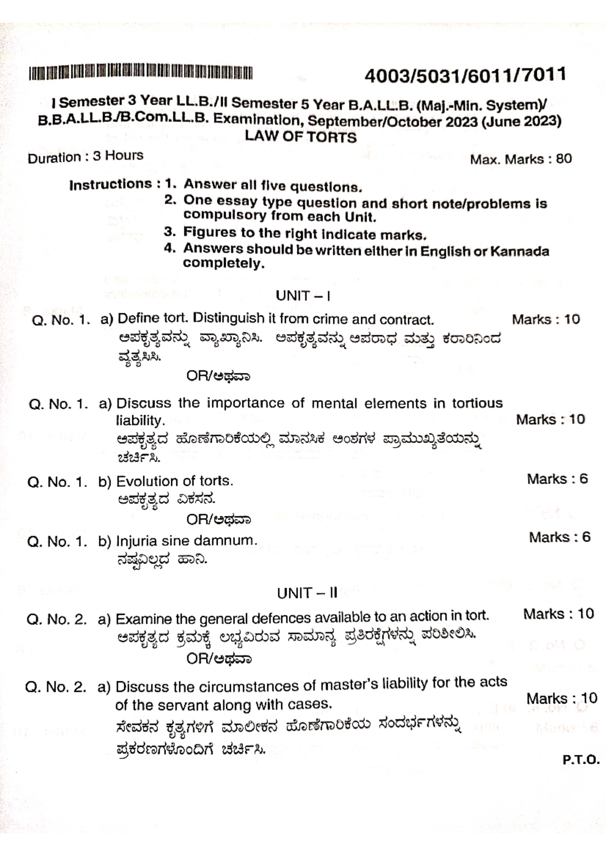 2023 QP Law of Torts Study Guide and Key Concepts - Studocu