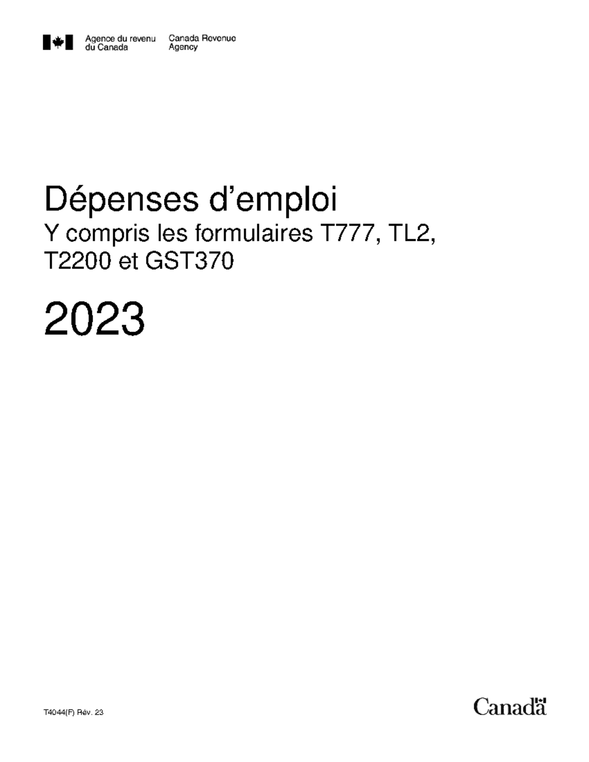 T4044-23f - Guide des Dépenses d'Emploi pour 2023 - Studocu