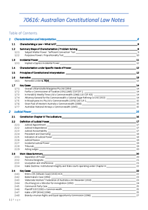 Australian Contitution Law - Notes - Topic 1: Introduction to the ...