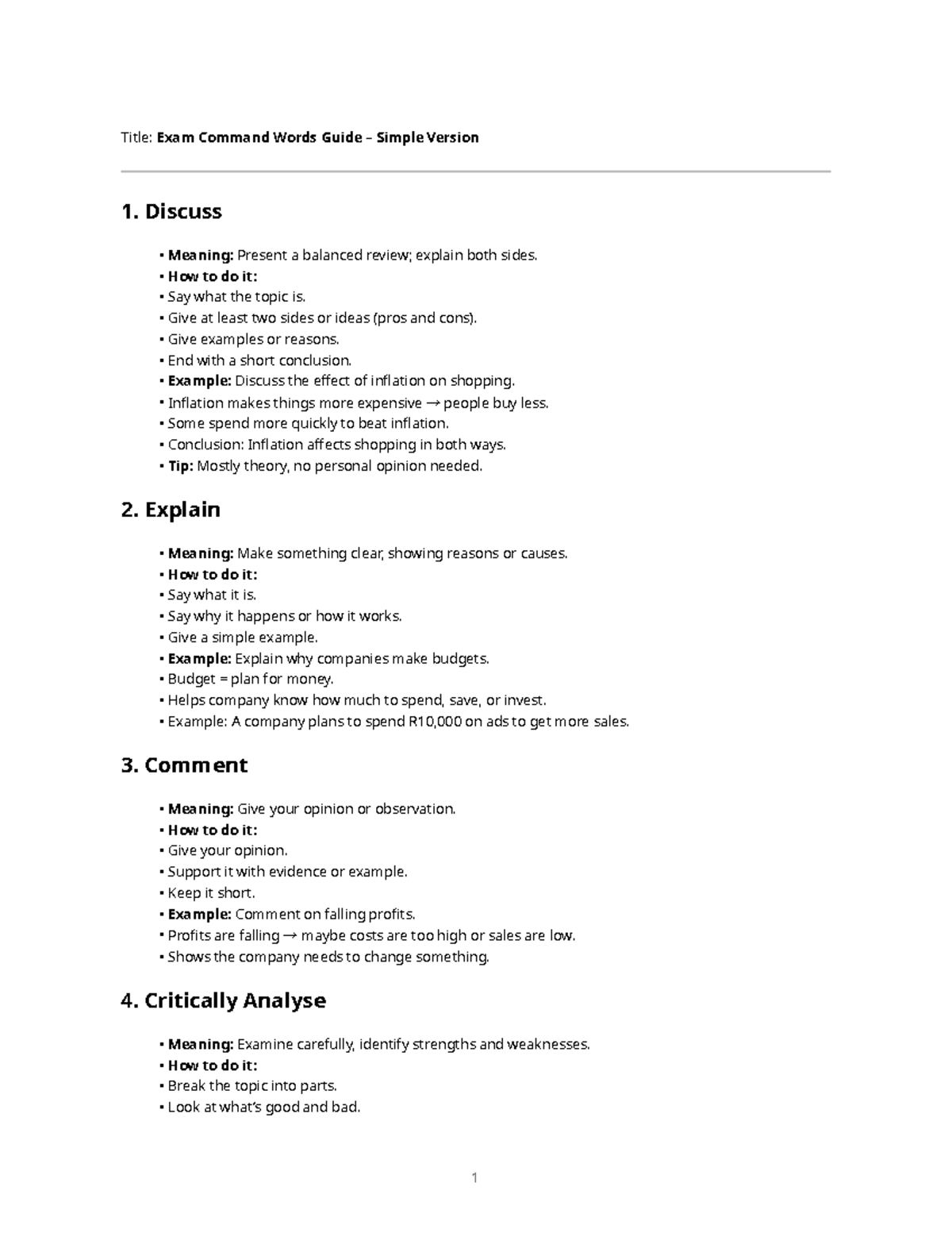 Exam Command Words Guide: Understanding Key Terms and Techniques - Studocu