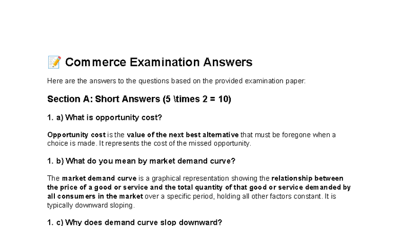 Commerce Exam Answers - BDMS 2023 - Studocu