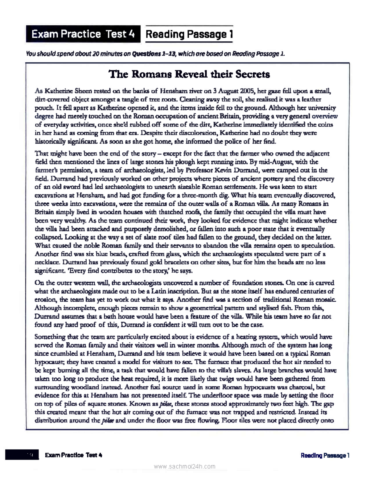 Exam Practice Test 4: Reading Passages Analysis and Insights - Studocu