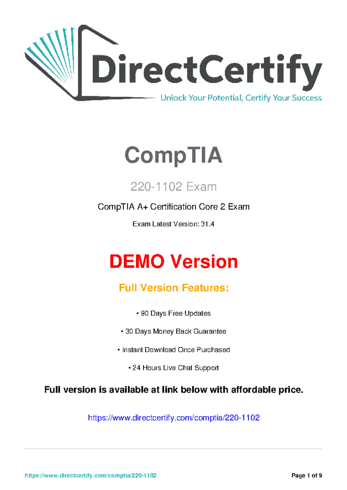CompTIA 220-1102 Exam: Core 2 Certification Q&A Guide - Studocu