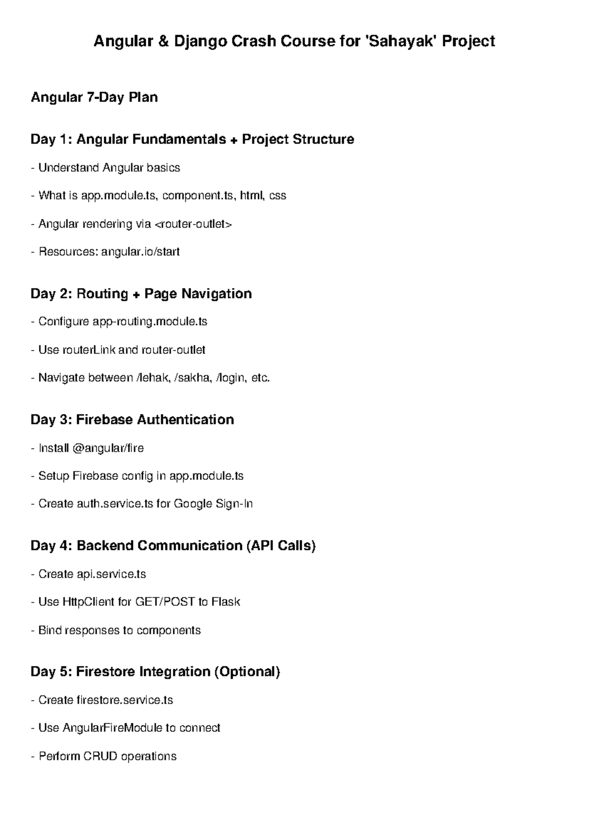 Angular Django Sahayak Learning Plan - Angular & Django Crash Course ...