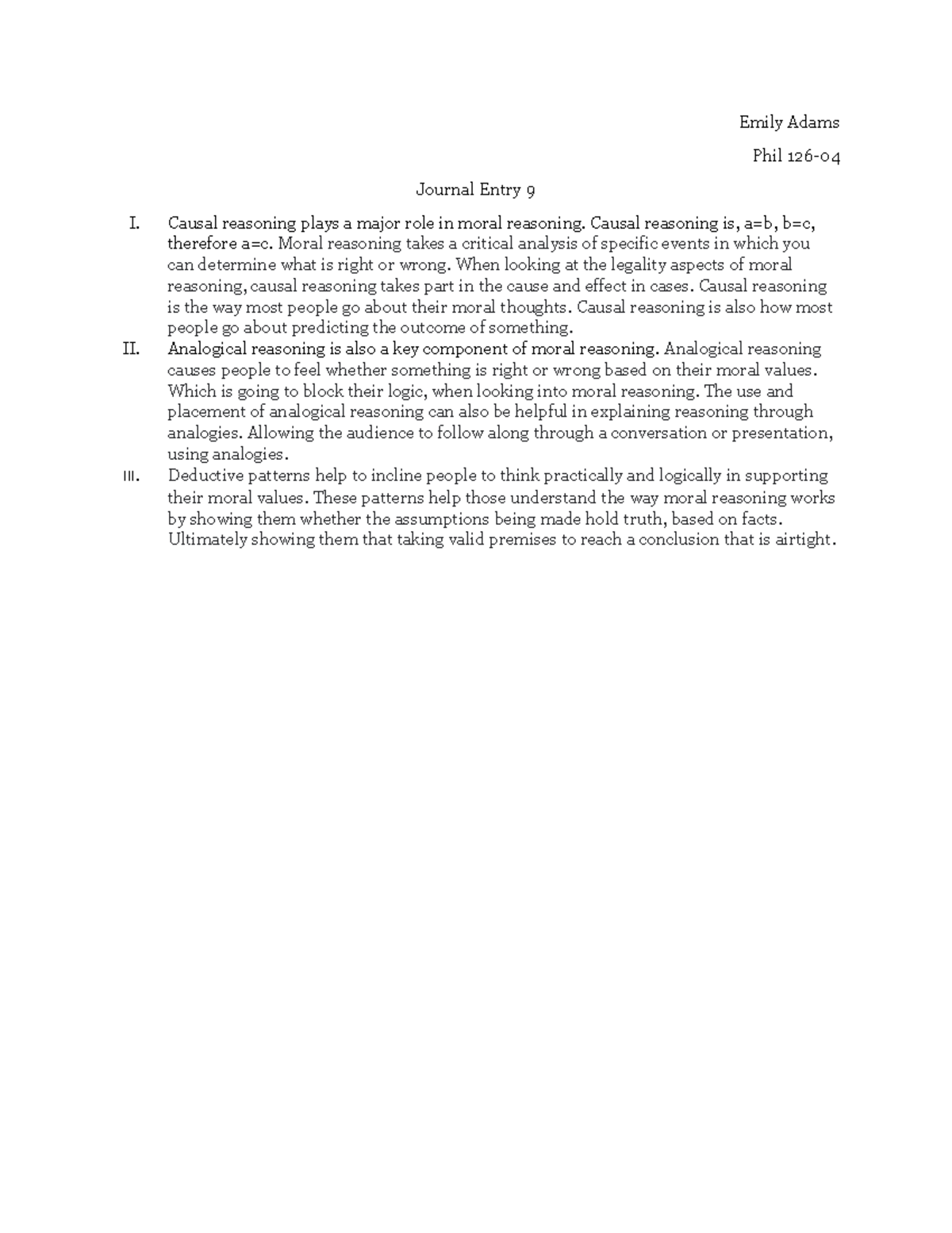 Journal Entry 9 - Examples for coursework throughout the quarter, to ...