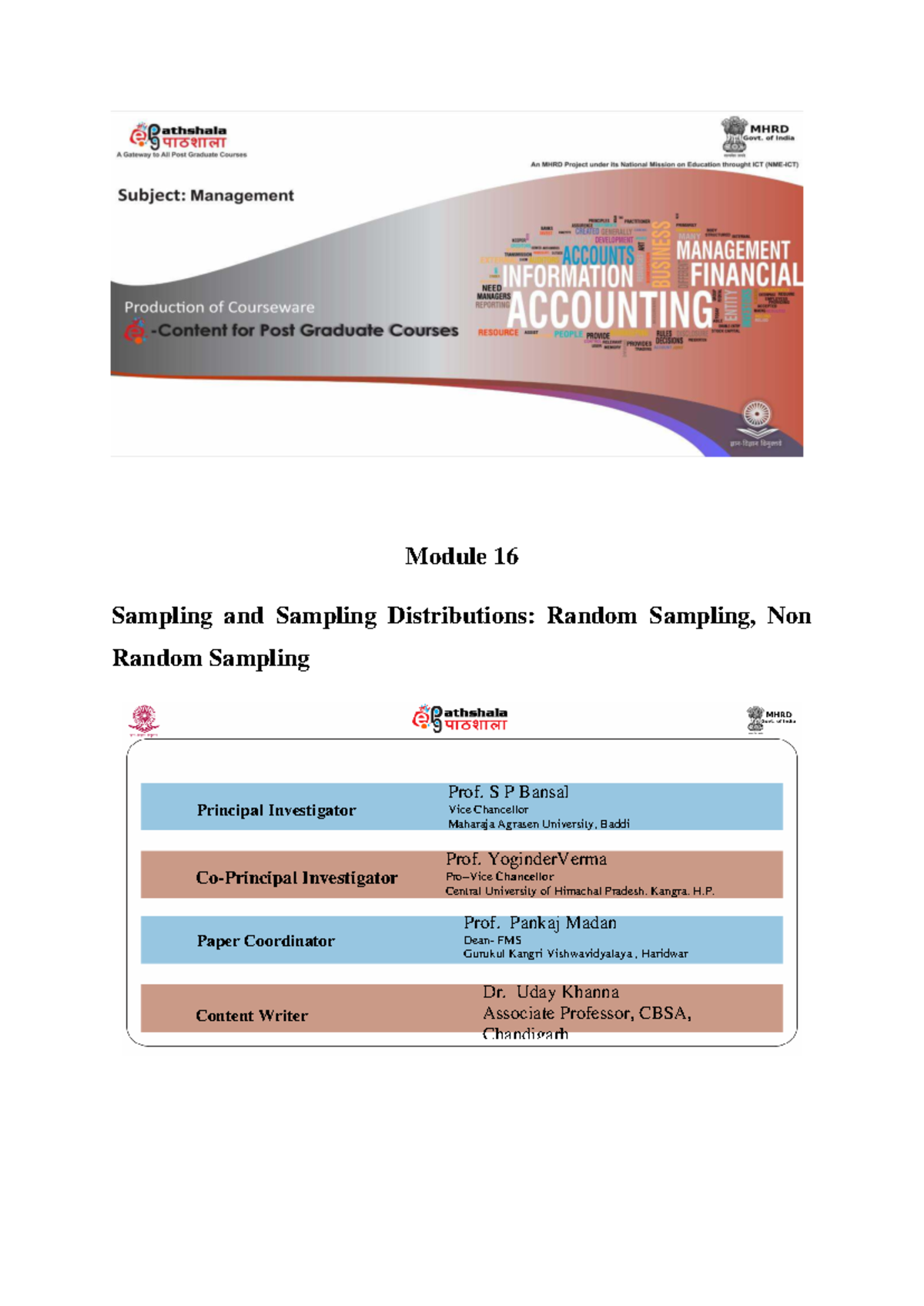 Module 16: Sampling & Sampling Distributions - Random vs Non-Random ...