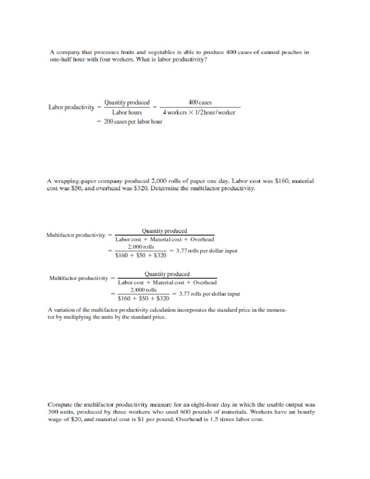 Productivity Calculation Example: Labor & Multifactor Productivity ...