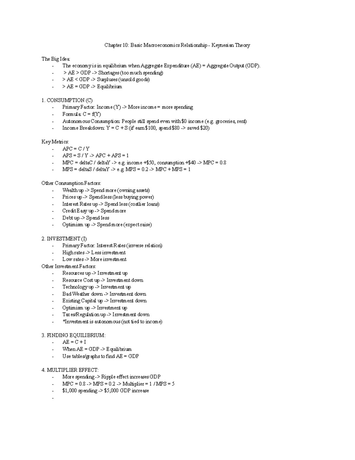 Econ 101: Chapter 10-17 Macroeconomics Simplified Notes and Key ...
