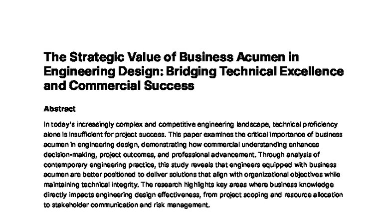 The Strategic Role of Business Acumen in Engineering Design (ENG 101 ...