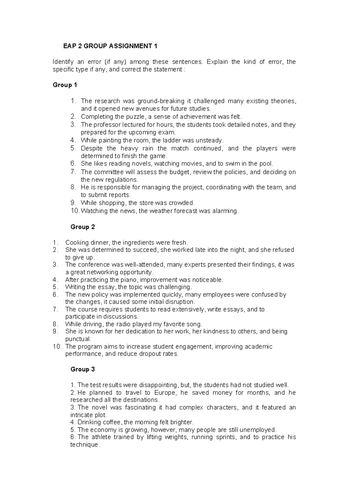 EAP 2 Group Assignment - Error Identification and Correction Guide ...