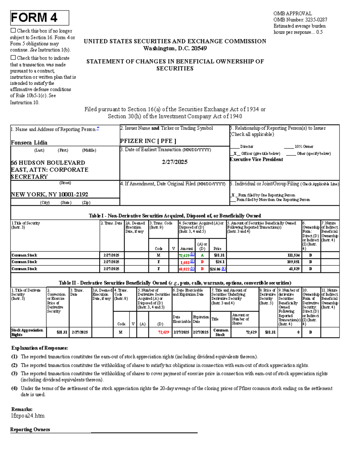 SEC Form 4: Changes in Beneficial Ownership of Securities Report - Studocu