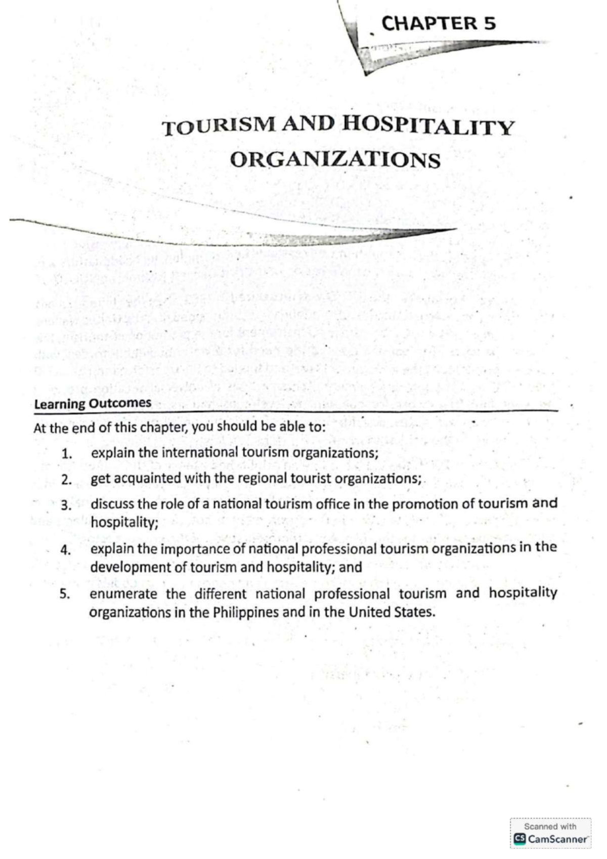 CHAPTER 5: TOURISM AND HOSPITALITY ORGANIZATIONS Overview and Insights ...