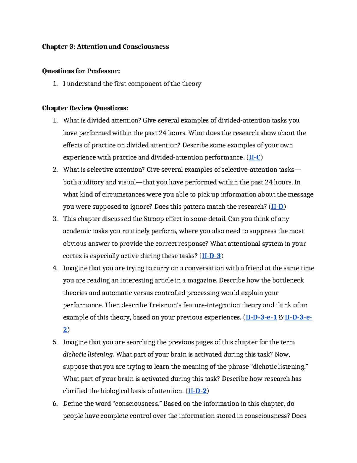 Chapter 3: Attention and Consciousness Study Questions and Insights ...