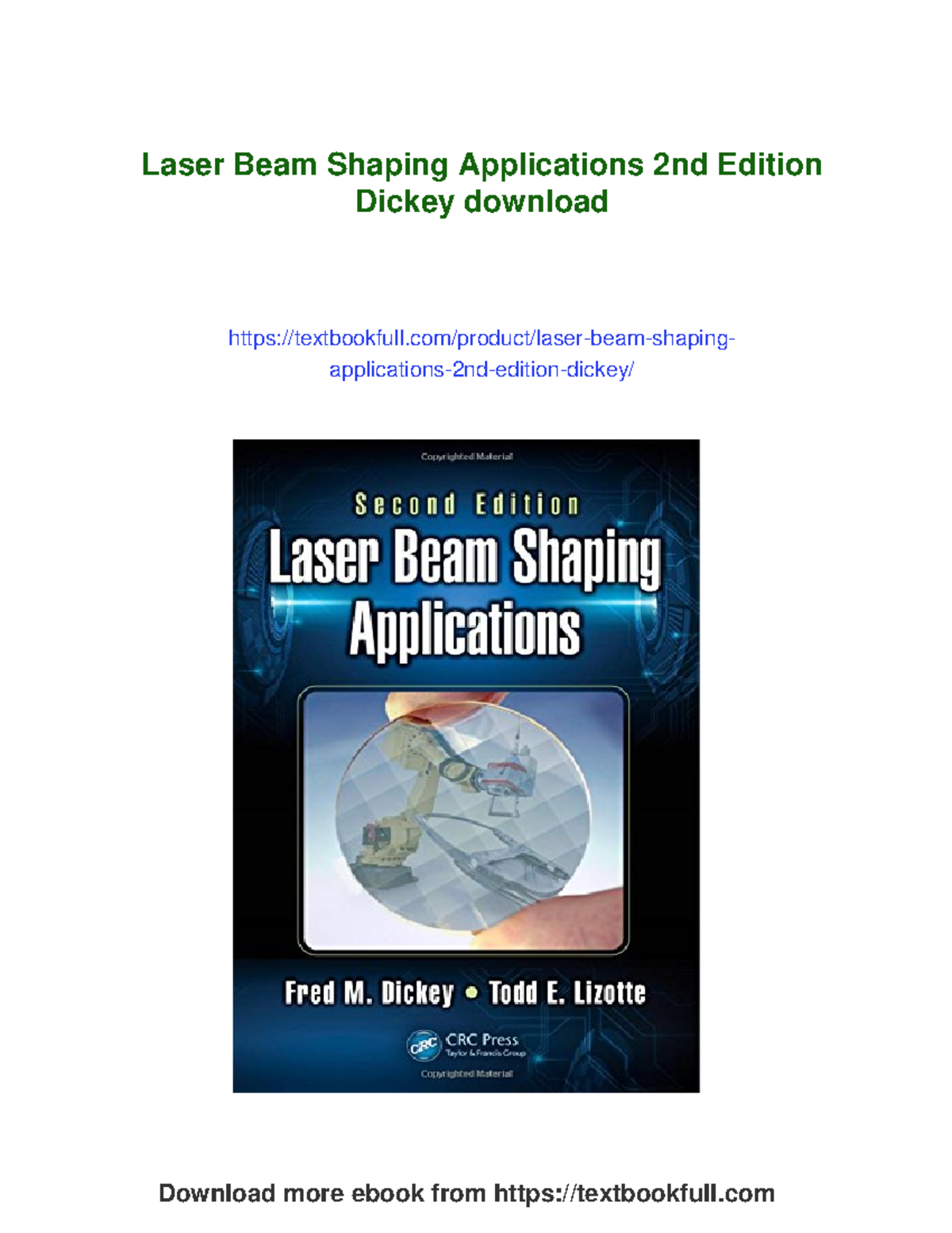 Laser Beam Shaping Applications 2nd Edition by Dickey & Lizotte - Studocu