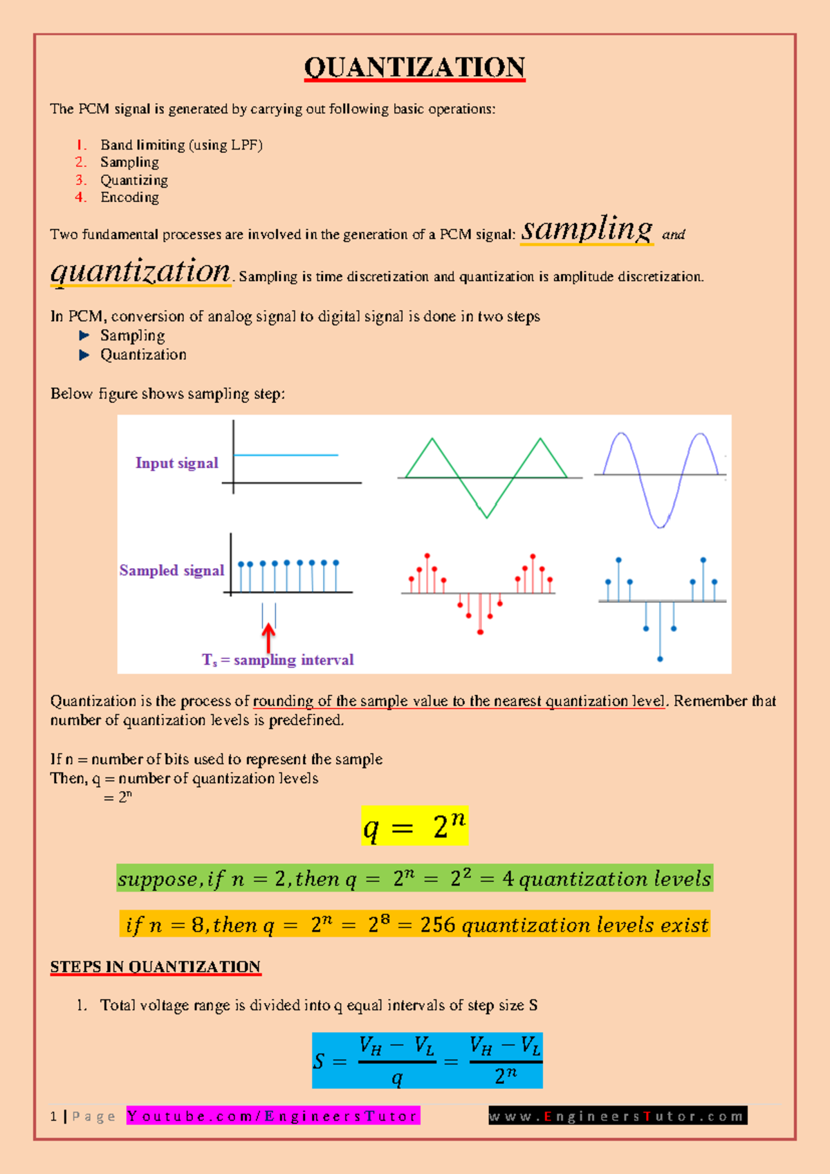 PCM Quantization Explained with Examples and Calculations - Studocu