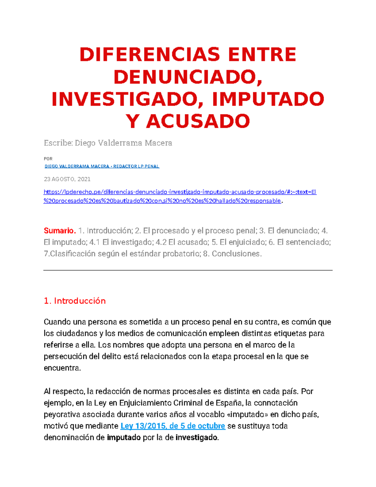 Diferencias entre Denunciado, Investigado, Imputado y Acusado en el ...