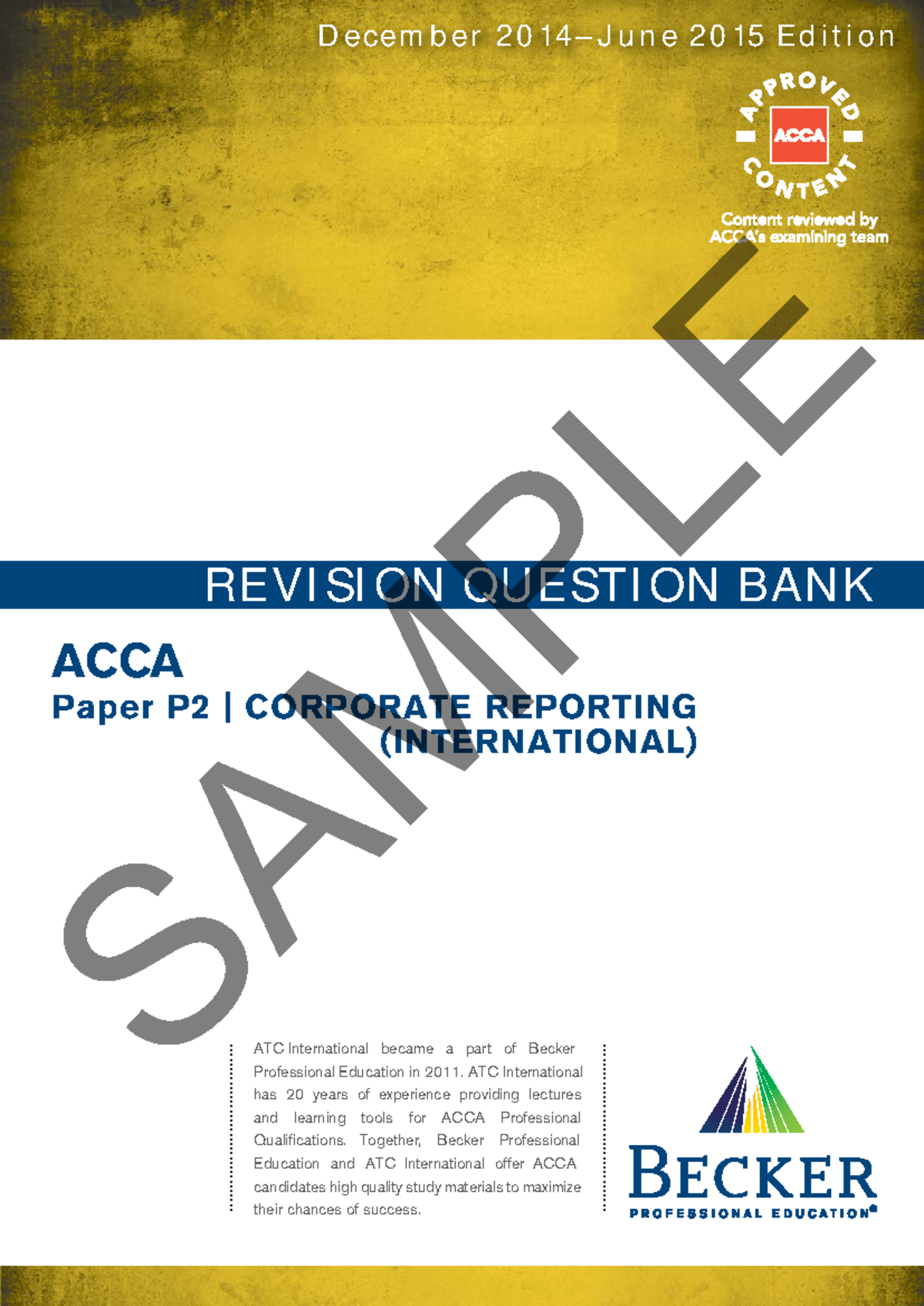 ACCA P2 Corporate Reporting Revision Question Bank - Sample Paper - Studocu