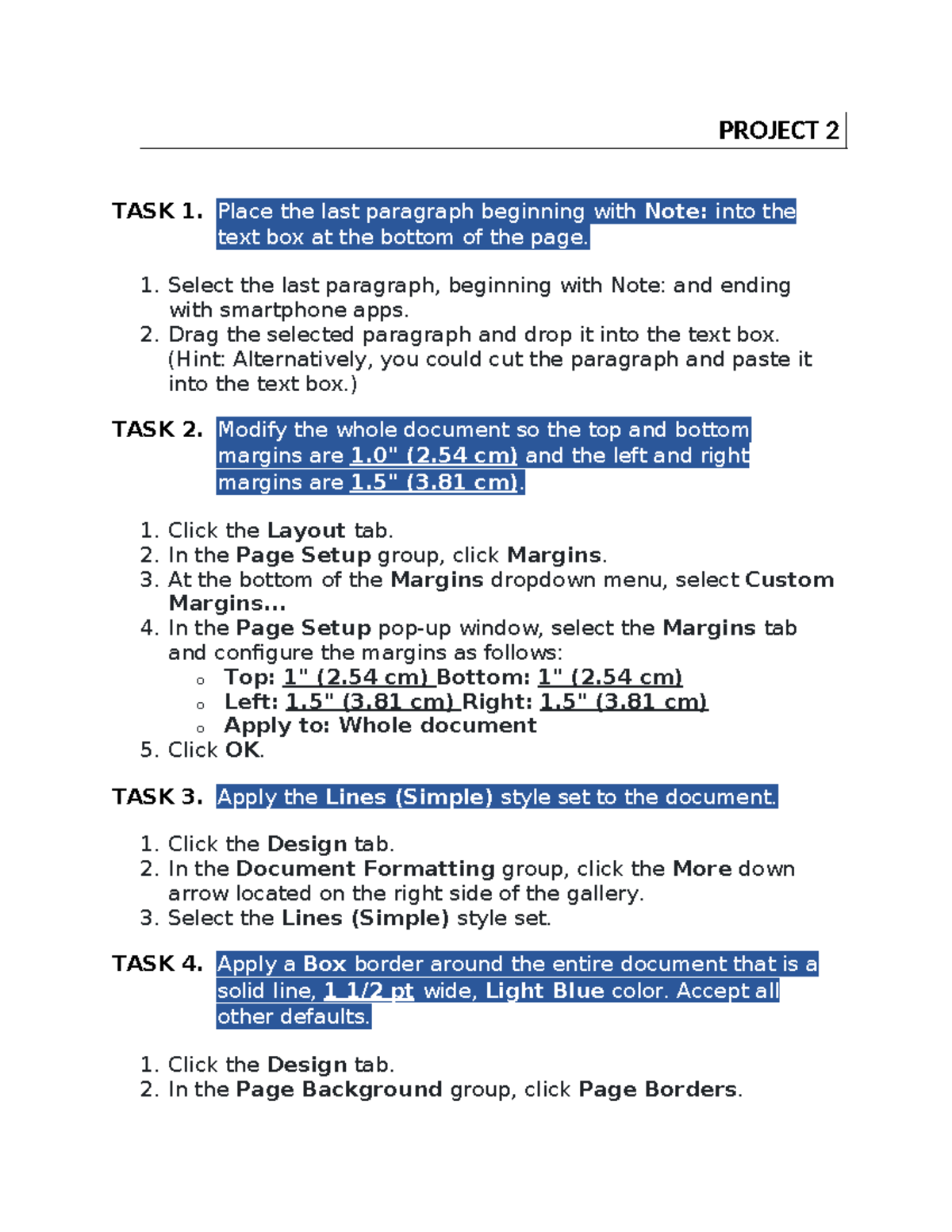 PROJECT 2 TASK 1: Document Formatting Instructions - Studocu