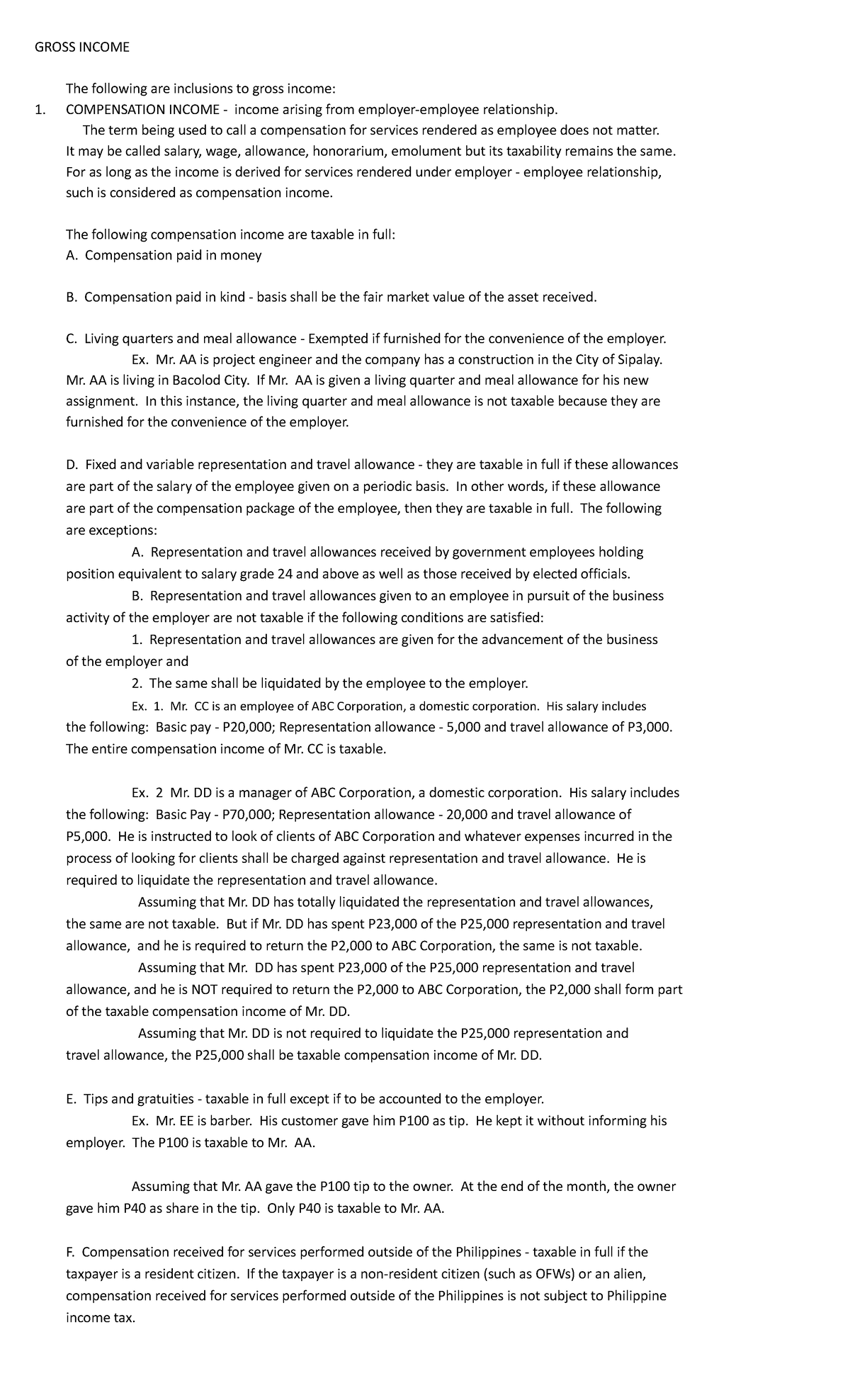 Gross Income Components and Taxability Guidelines (FIN 101) - Studocu