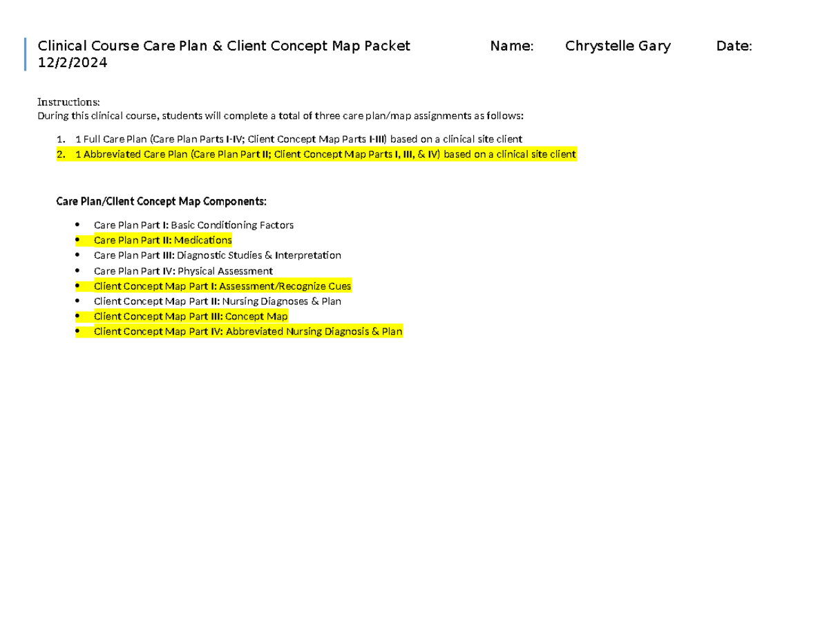 Abb Care Plan 12-2-2024 - Clinical Course Care Plan & Client Concept ...